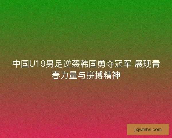 中国U19男足逆袭韩国勇夺冠军 展现青春力量与拼搏精神
